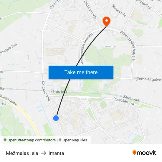 Mežmalas Iela to Imanta map