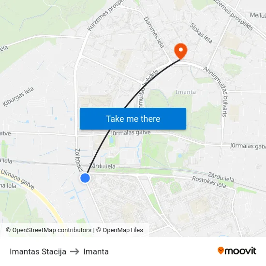 Imantas Stacija to Imanta map