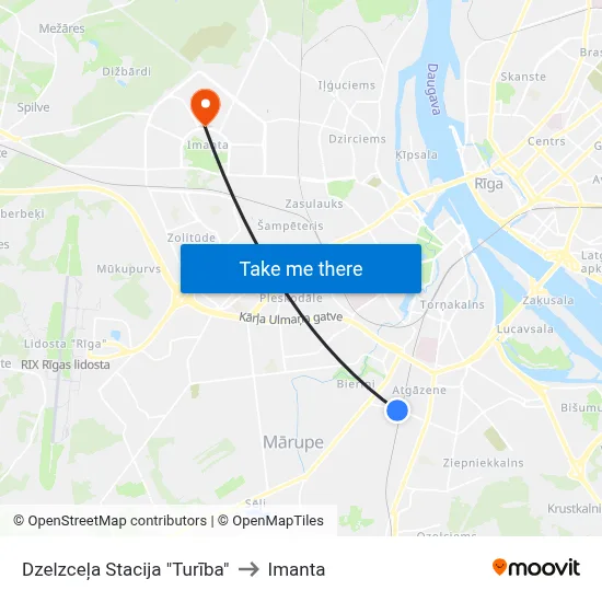 Dzelzceļa Stacija "Turība" to Imanta map