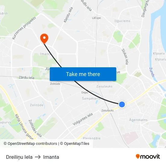 Dreiliņu Iela to Imanta map