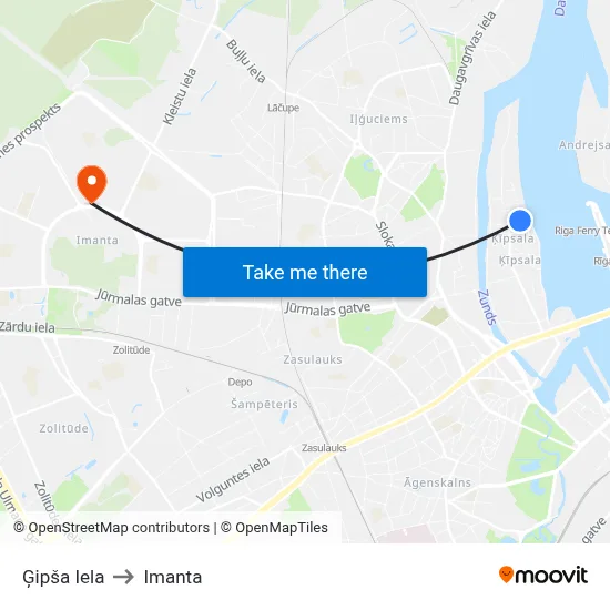 Ģipša Iela to Imanta map