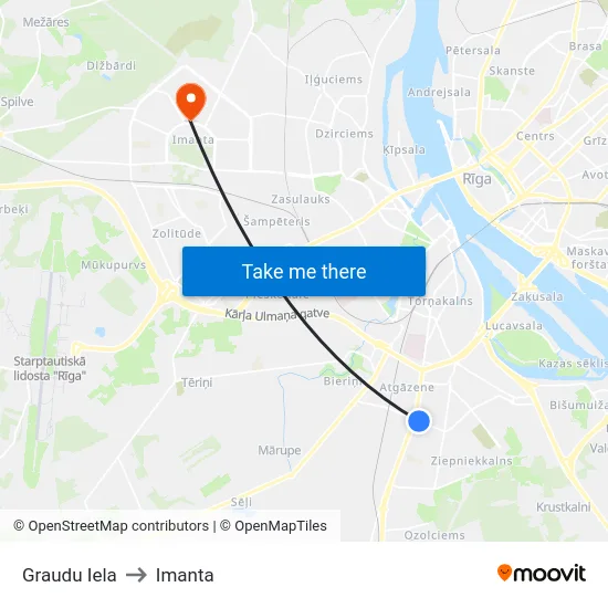 Graudu Iela to Imanta map