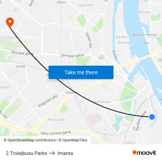 2.Trolejbusu Parks to Imanta map