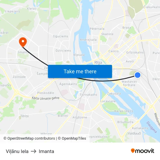 Viļānu Iela to Imanta map