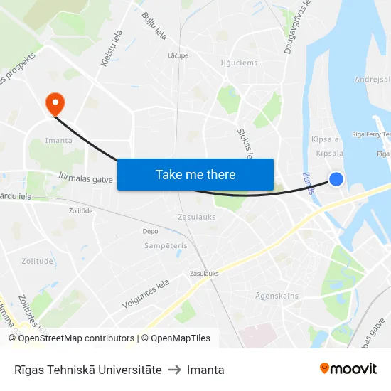 Rīgas Tehniskā Universitāte to Imanta map