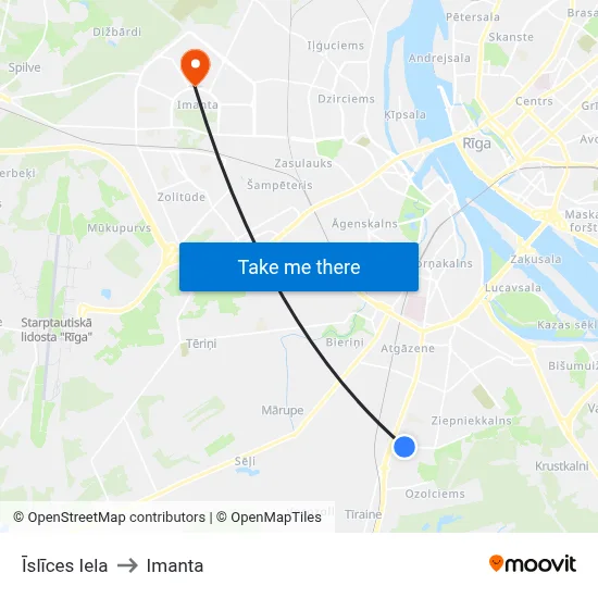 Īslīces Iela to Imanta map