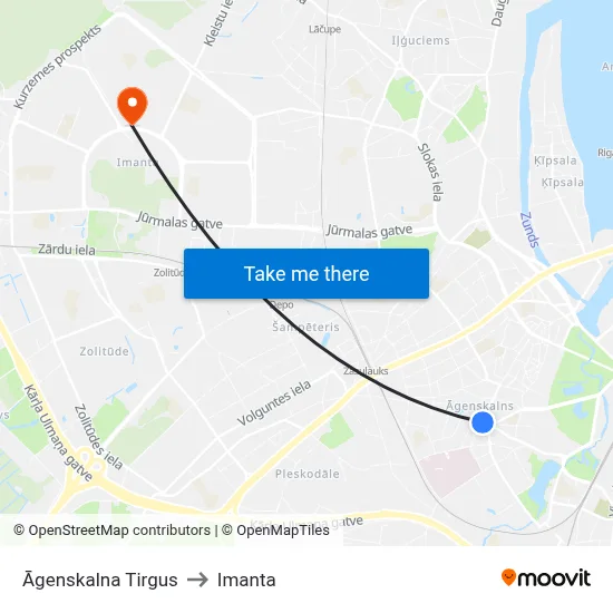 Āgenskalna Tirgus to Imanta map