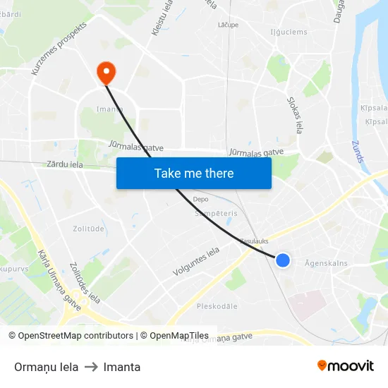 Ormaņu Iela to Imanta map