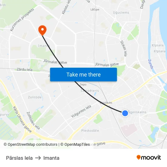 Pārslas Iela to Imanta map