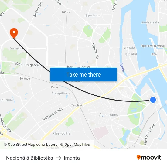 Nacionālā Bibliotēka to Imanta map