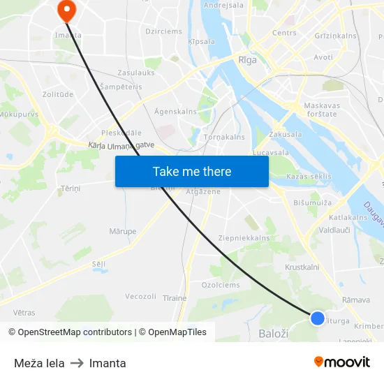 Meža Iela to Imanta map