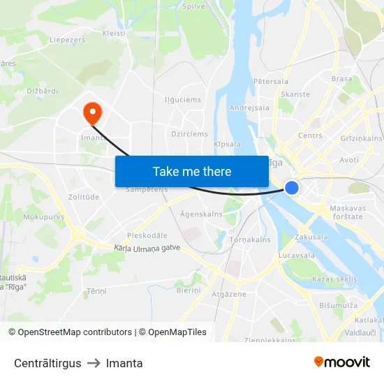 Centrāltirgus to Imanta map