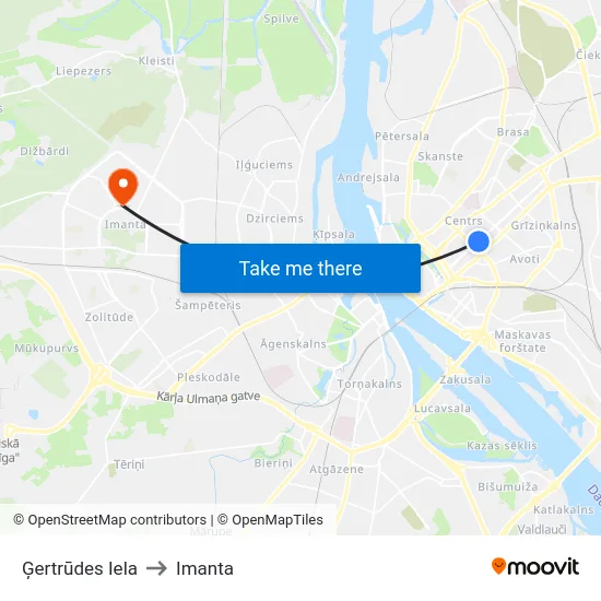 Ģertrūdes Iela to Imanta map