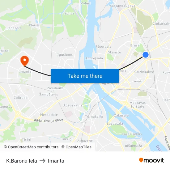 K.Barona Iela to Imanta map
