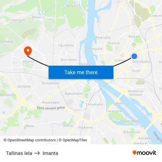 Tallinas Iela to Imanta map