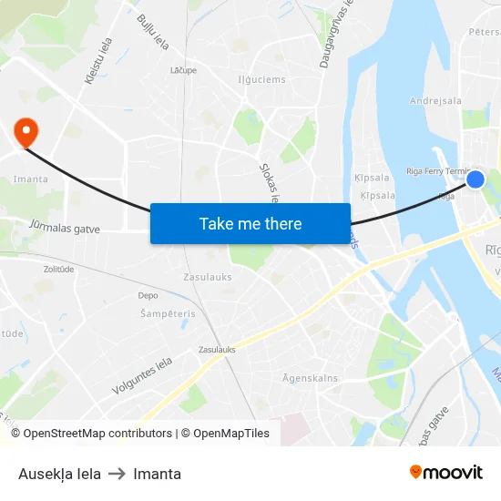 Ausekļa Iela to Imanta map
