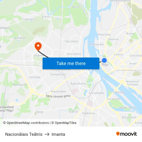 Nacionālais Teātris to Imanta map