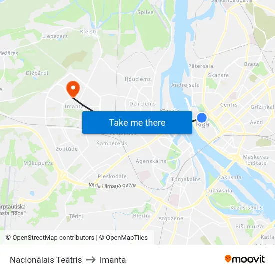 Nacionālais Teātris to Imanta map