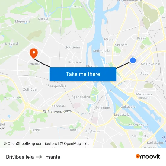 Brīvības Iela to Imanta map