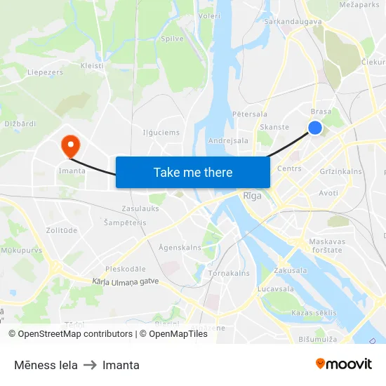 Mēness Iela to Imanta map