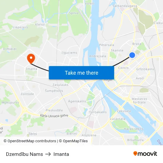 Dzemdību Nams to Imanta map