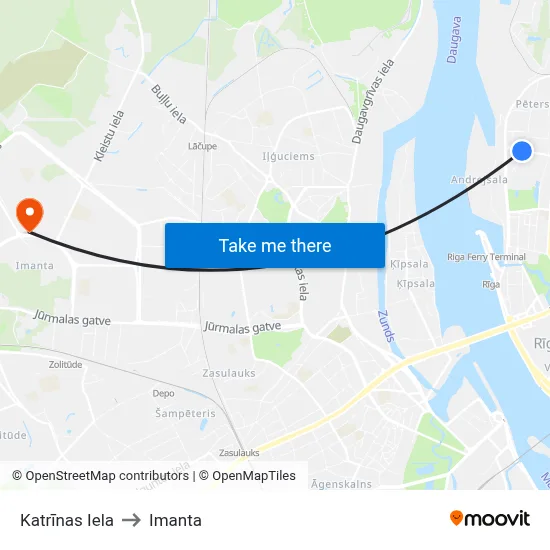 Katrīnas Iela to Imanta map