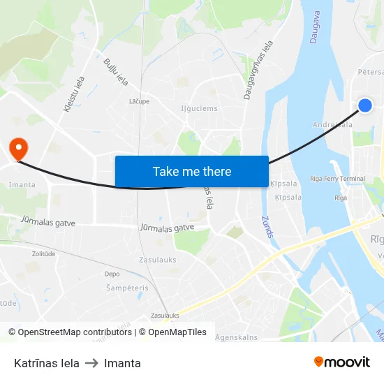 Katrīnas Iela to Imanta map