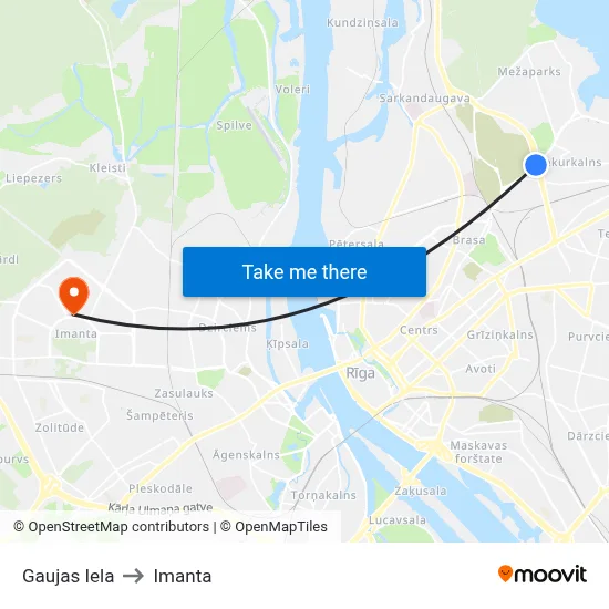 Gaujas Iela to Imanta map