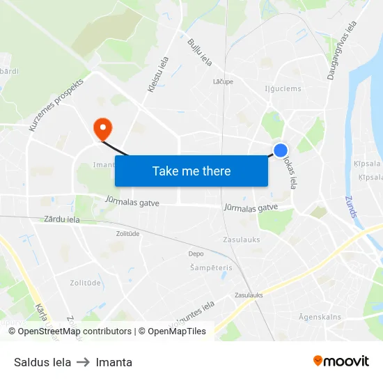 Saldus Iela to Imanta map