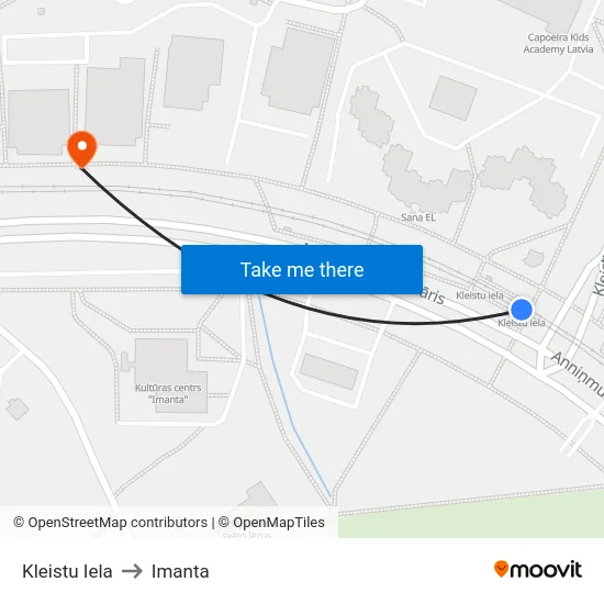 Kleistu Iela to Imanta map