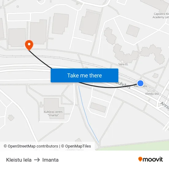Kleistu Iela to Imanta map