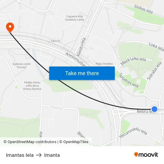 Imantas Iela to Imanta map