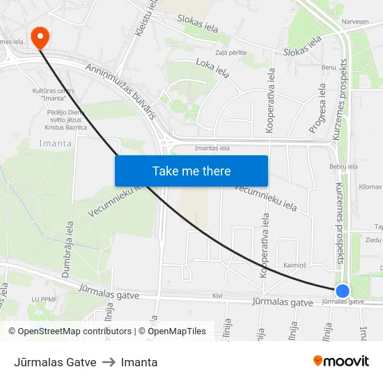 Jūrmalas Gatve to Imanta map