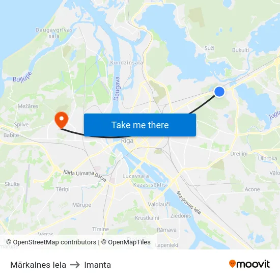 Mārkalnes Iela to Imanta map