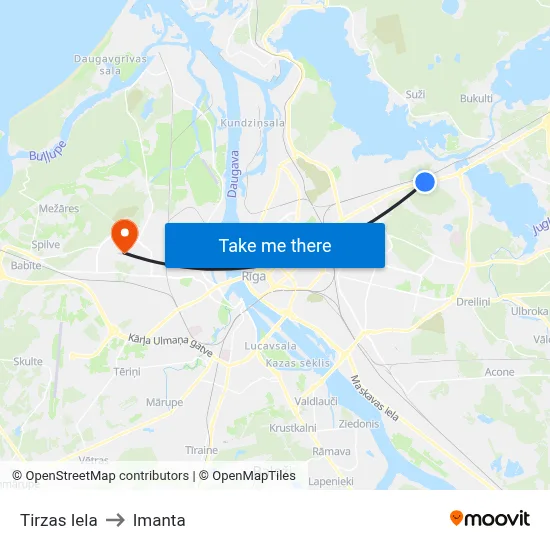 Tirzas Iela to Imanta map