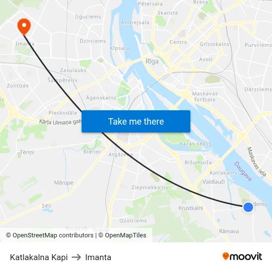 Katlakalna Kapi to Imanta map