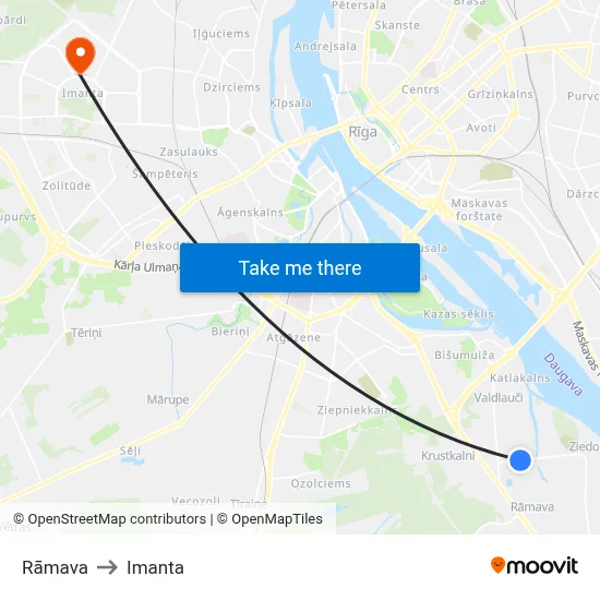 Rāmava to Imanta map