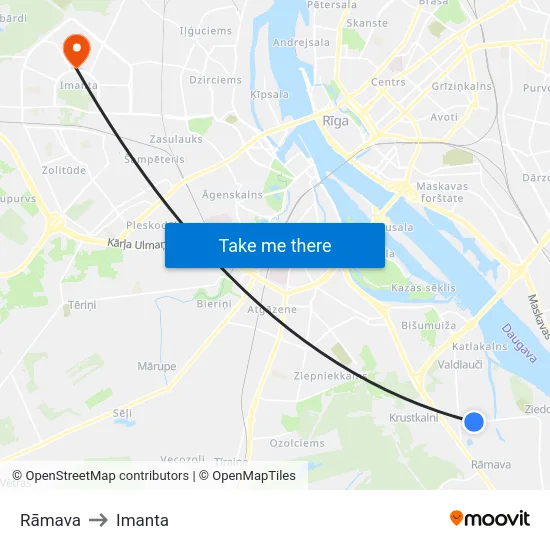 Rāmava to Imanta map