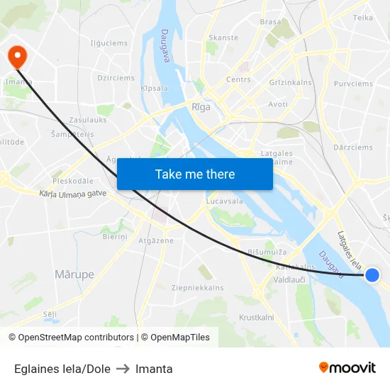 Eglaines Iela/Dole to Imanta map