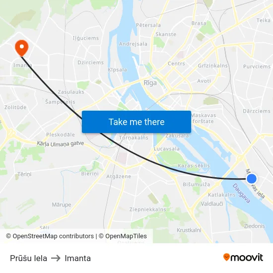 Prūšu Iela to Imanta map