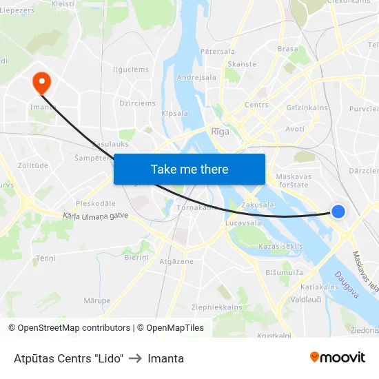 Atpūtas Centrs "Lido" to Imanta map