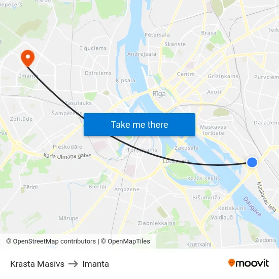Krasta Masīvs to Imanta map
