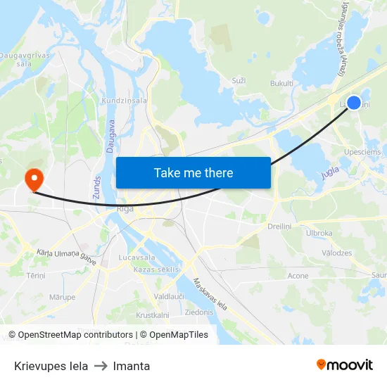 Krievupes Iela to Imanta map