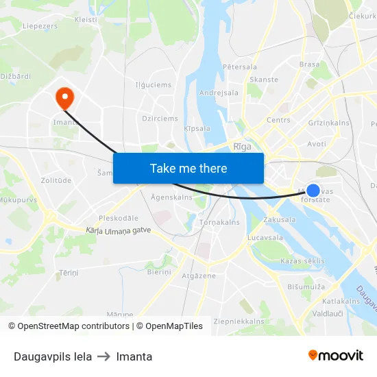 Daugavpils Iela to Imanta map