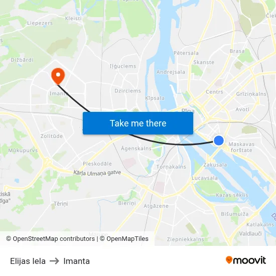 Elijas Iela to Imanta map
