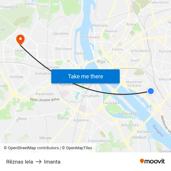 Rēznas Iela to Imanta map