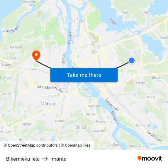 Biķernieku Iela to Imanta map