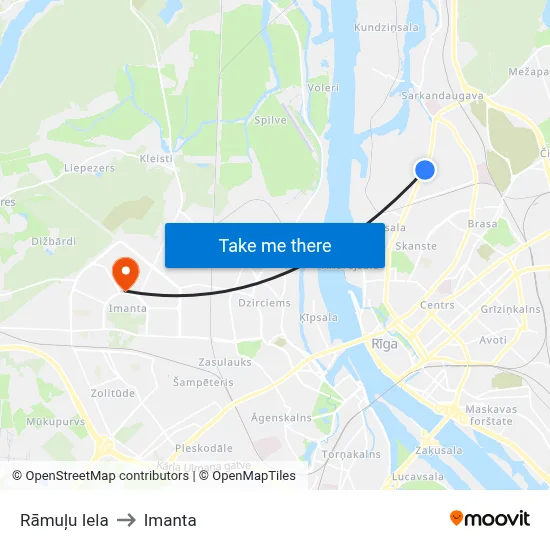 Rāmuļu Iela to Imanta map