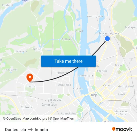 Duntes Iela to Imanta map
