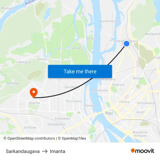 Sarkandaugava to Imanta map